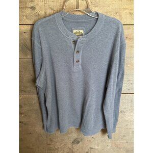 Eddie Bauer Mens Blue Long Sleeve Henley Shirt XL 100% Cotton Casual Sport